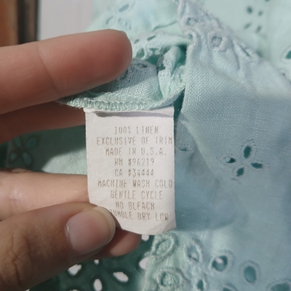 100% Linen Patterned Blouse Womens size M - Picture 2 of 5